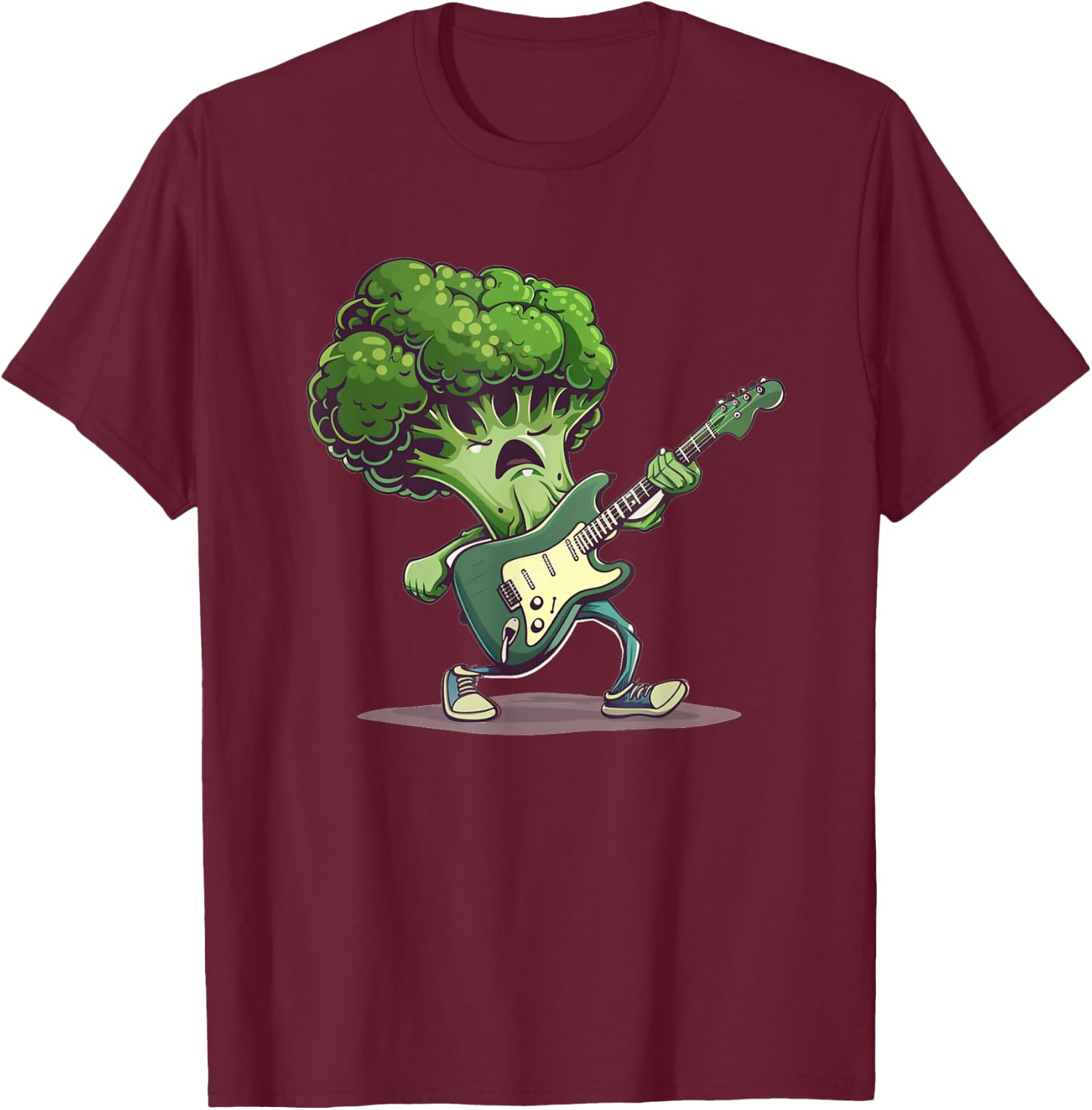 Guitar Broccoli Costume for funny Boys and Girls T-Shirt - T-Shirt | Maroon