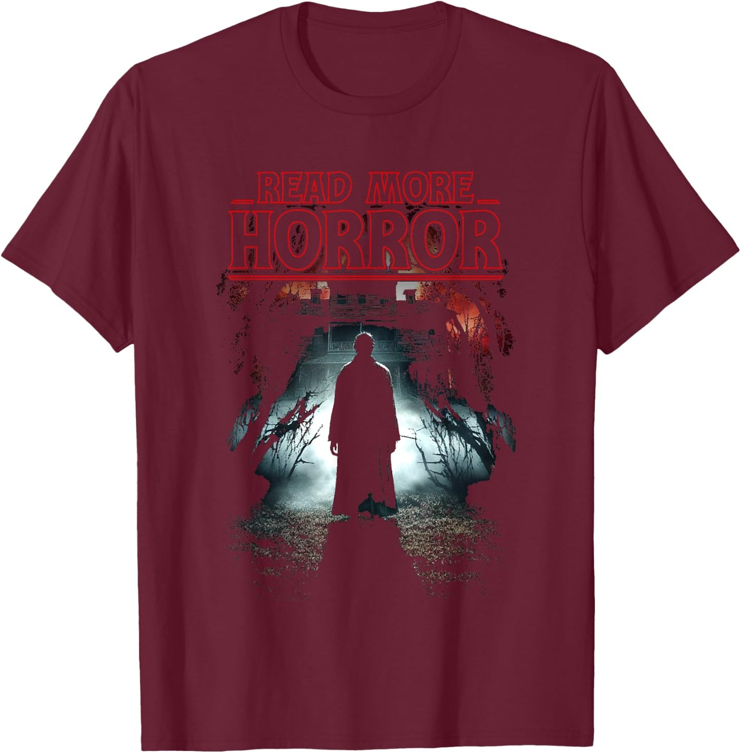 Read More Horror Classic Horror Book Cover Parody T-Shirt - T-Shirt | Maroon