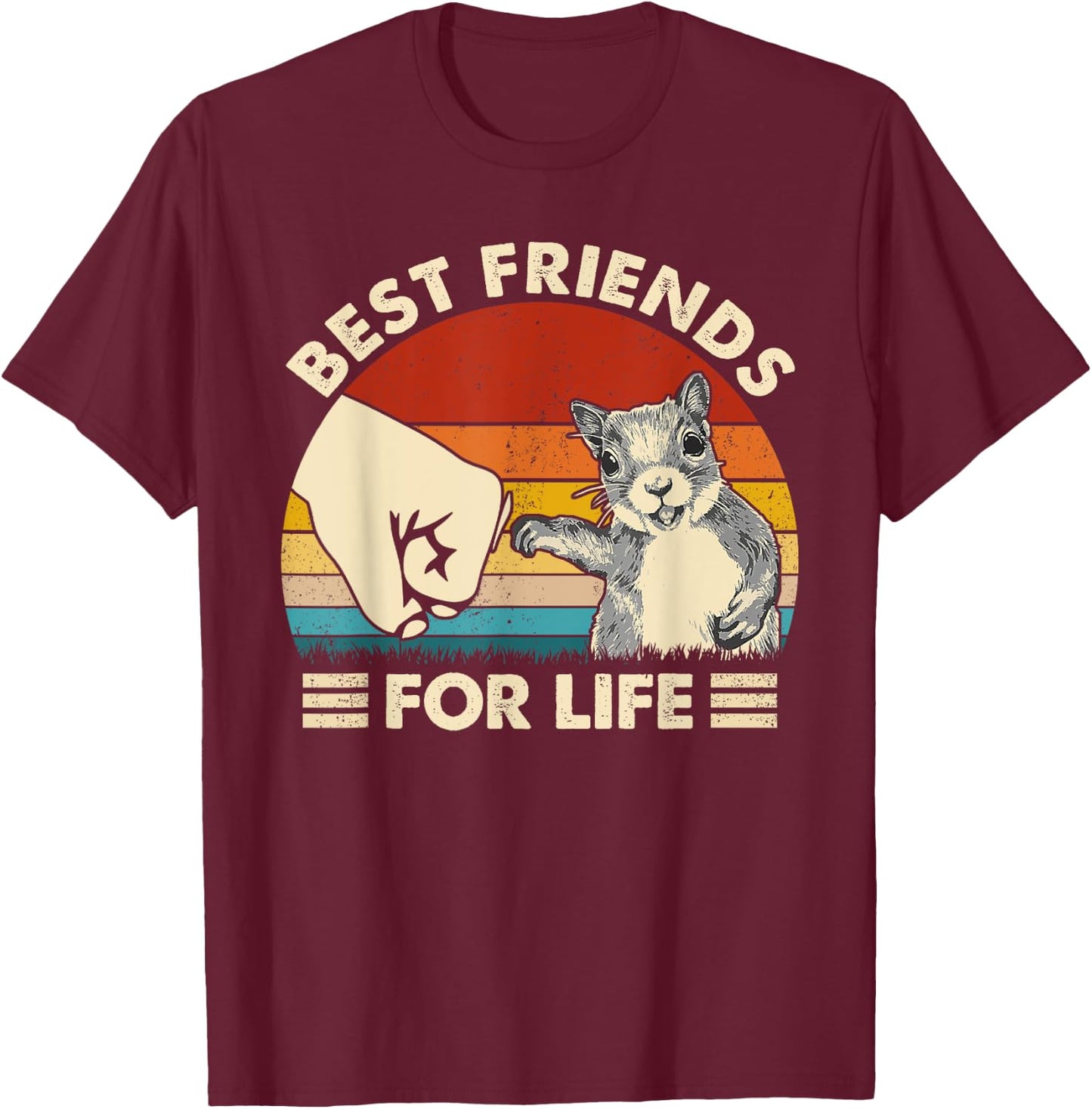 Retro Vintage Squirrel Best Friend For Life Fist Bump T-Shirt - T-Shirt | Maroon