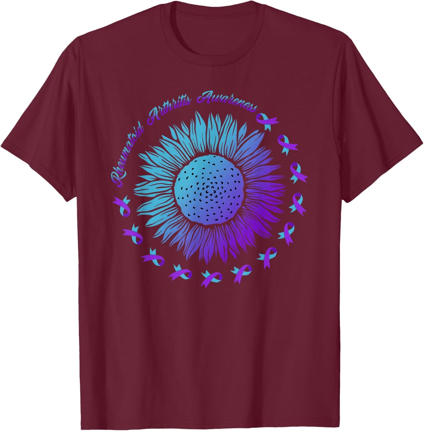 Rheumatoid Arthritis Ribbon Rheumatoid Arthritis Awareness T-Shirt - T-Shirt | Maroon