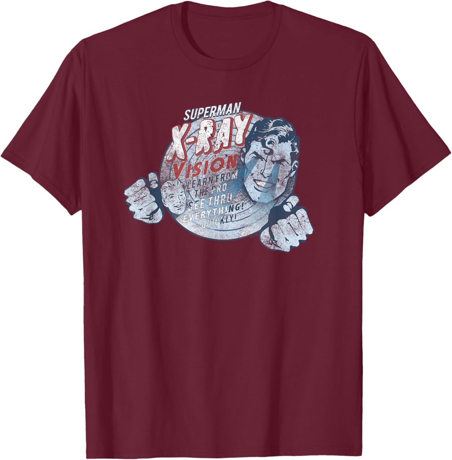 Superman Vintage X-Ray Vision T-Shirt - T-Shirt | Maroon