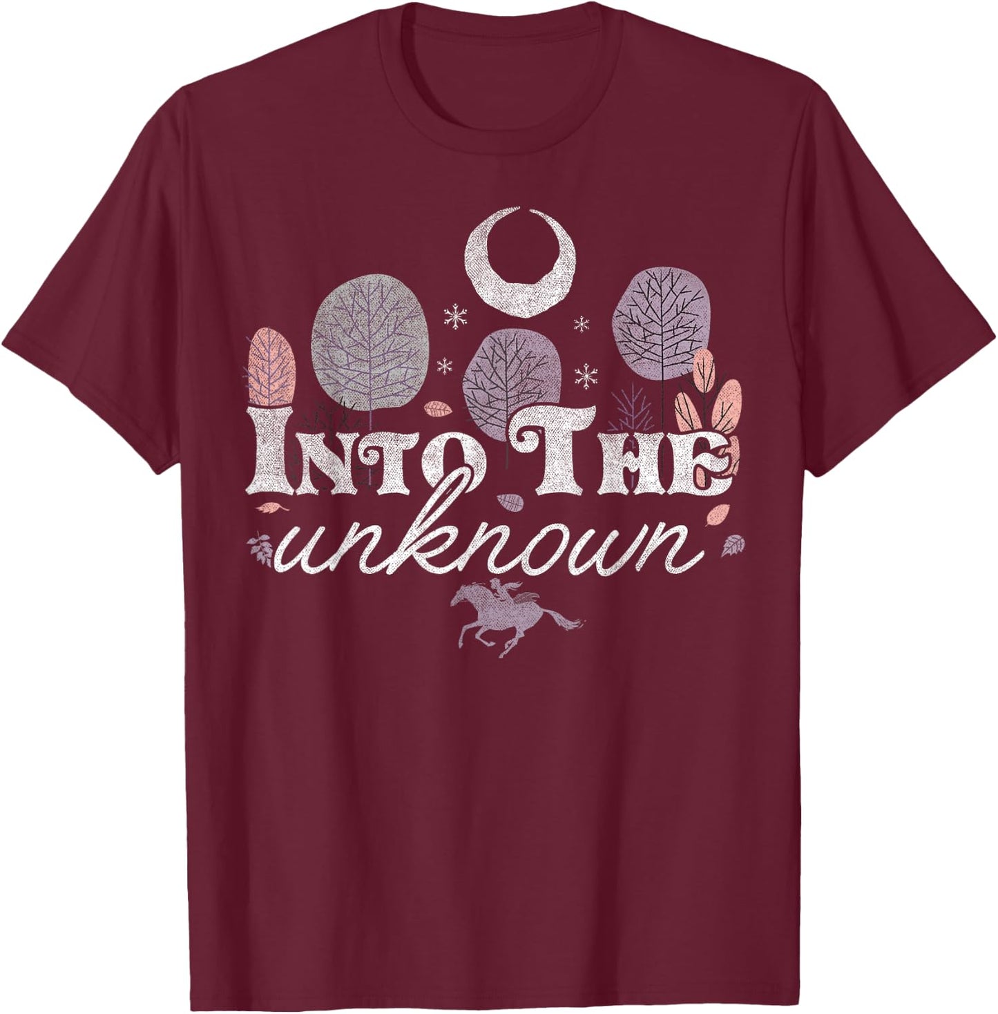 Disney Frozen 2 Into The Unknown Text T-Shirt - T-Shirt | Maroon