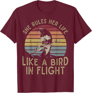 Motivational Quote She Rules Her Life Like A Bird In Flight T-Shirt - T-Shirt | Maroon