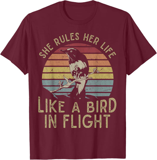 Motivational Quote She Rules Her Life Like A Bird In Flight T-Shirt - T-Shirt | Maroon