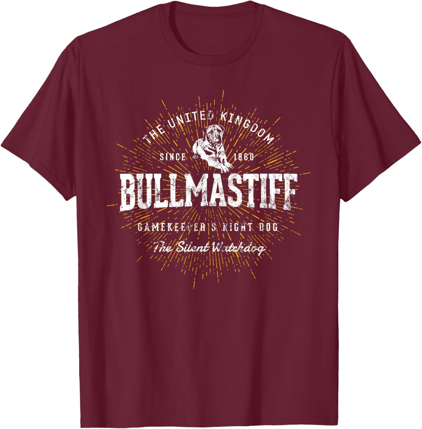 Vintage Style Retro Bullmastiff T-Shirt - T-Shirt | Maroon