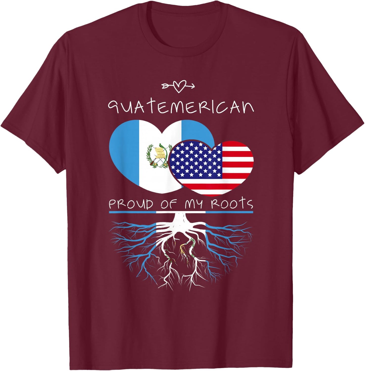 Guatemala USA Proud Of Both Countries Guatemerican T-Shirt - T-Shirt | Maroon