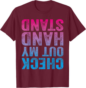 Check Out My Handstand Gymnast Yoga Funny Girls Gymnastics T-Shirt - T-Shirt | Maroon