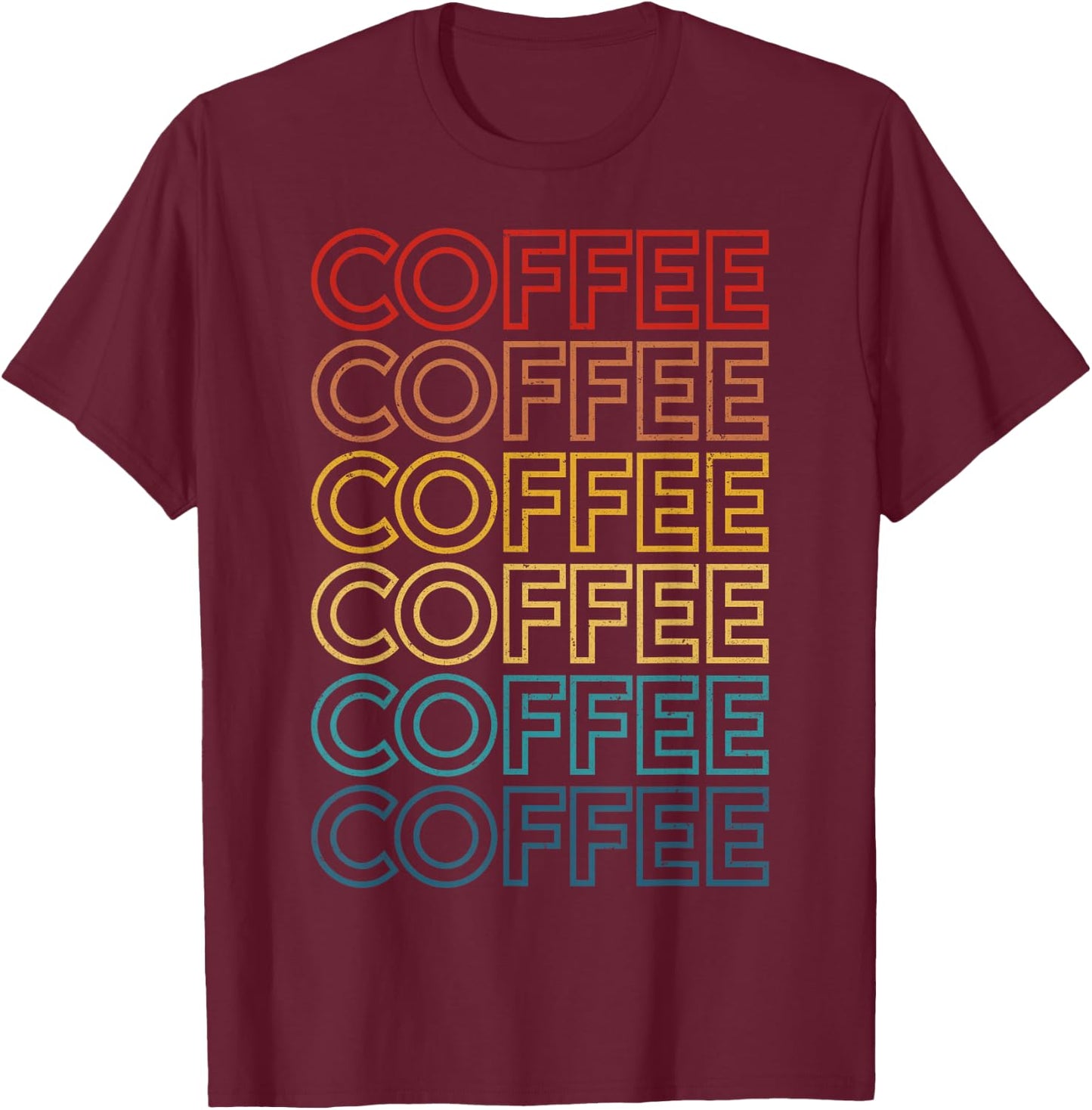 Retro Coffee Repeat Design for Caffeine Lovers Addicts T-Shirt - T-Shirt | Maroon