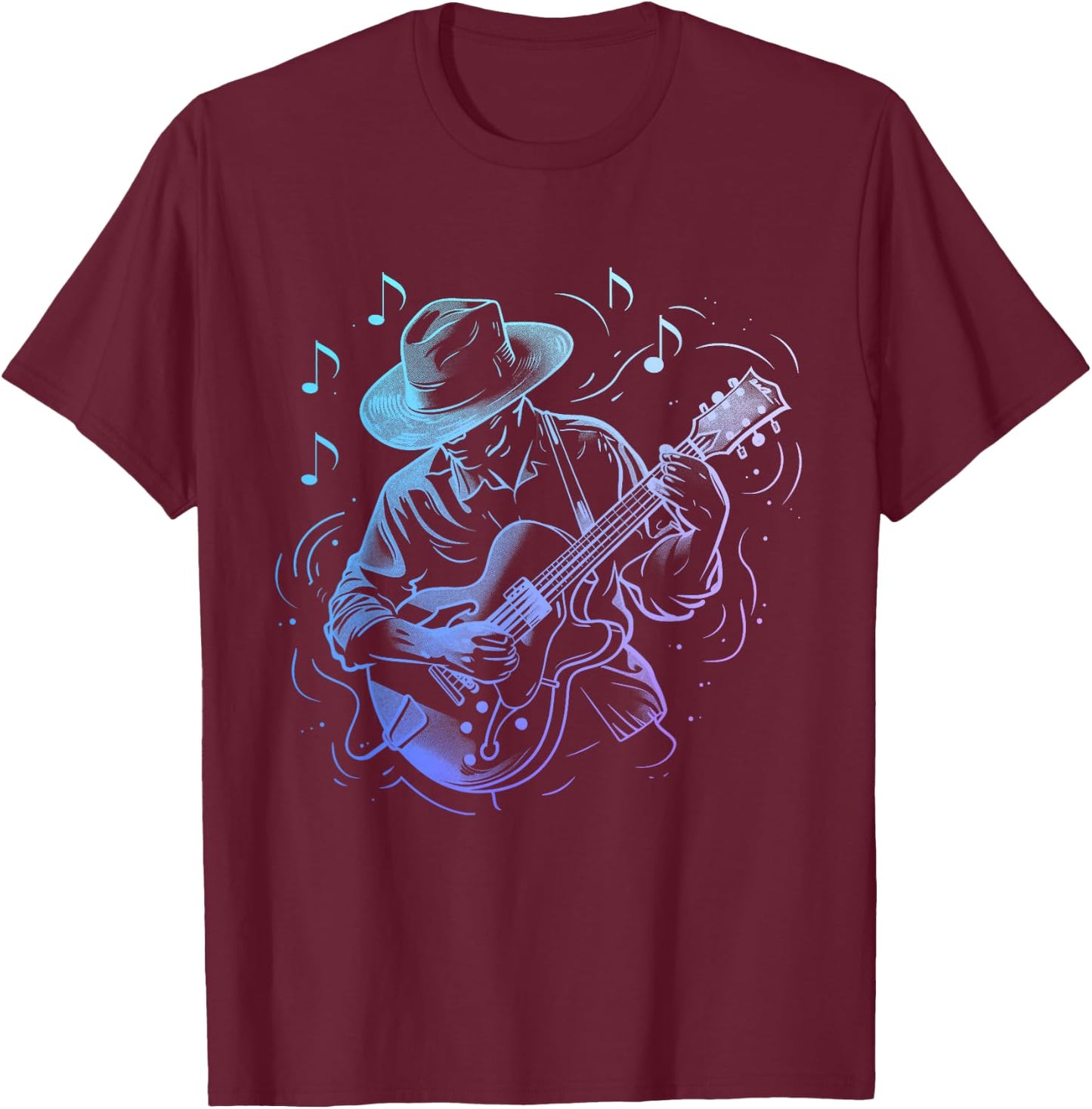 Guitar Player Jazz Blues Music Blues Musician Guitarist T-Shirt - T-Shirt | Maroon
