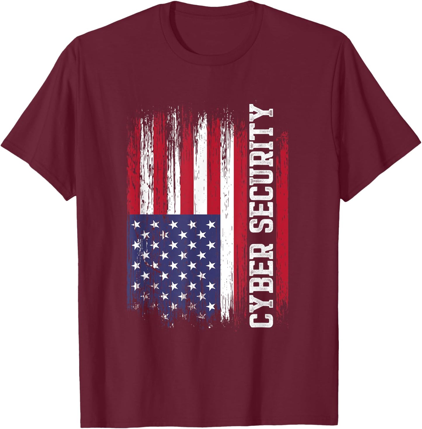 Cybersecurity IT Analyst US Flag Certified Tech Security T-Shirt - T-Shirt | Maroon