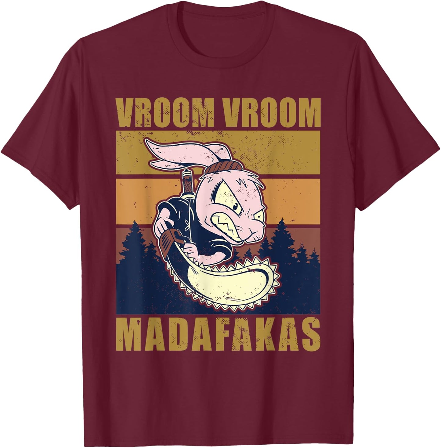 Vroom Vroom Madafakas Rabbit T-Shirt - T-Shirt | Maroon