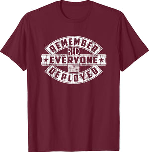 United States Military RED Remember Everyone Deployed Army T-Shirt - T-Shirt | Maroon