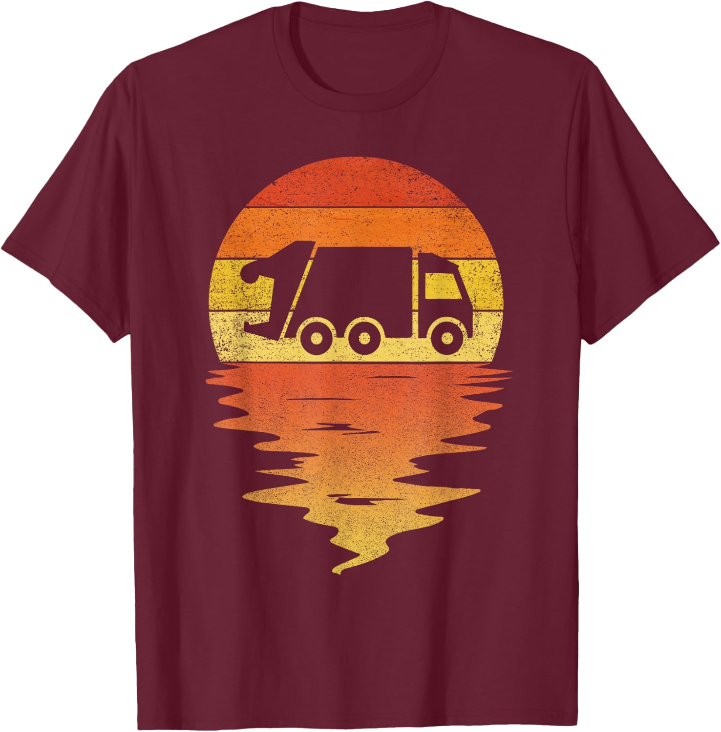Garbage truck shirt retro sunset 70s vintage Garbage truck T-Shirt - T-Shirt | Maroon