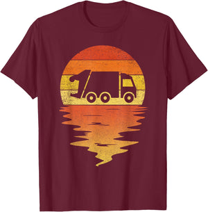 Garbage truck shirt retro sunset 70s vintage Garbage truck T-Shirt - T-Shirt | Maroon