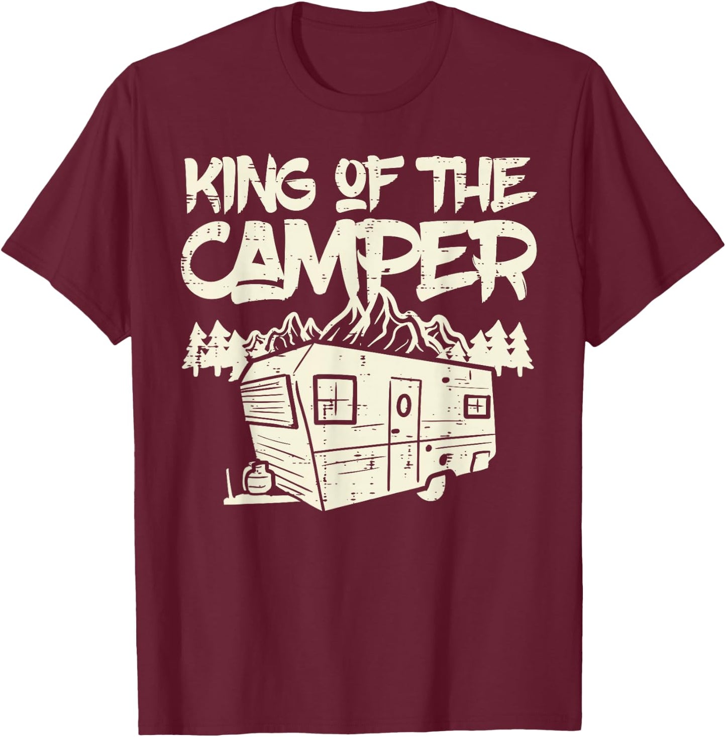 King Of The Camper Camping Family Matching Men Dad Grandpa T-Shirt - T-Shirt | Maroon
