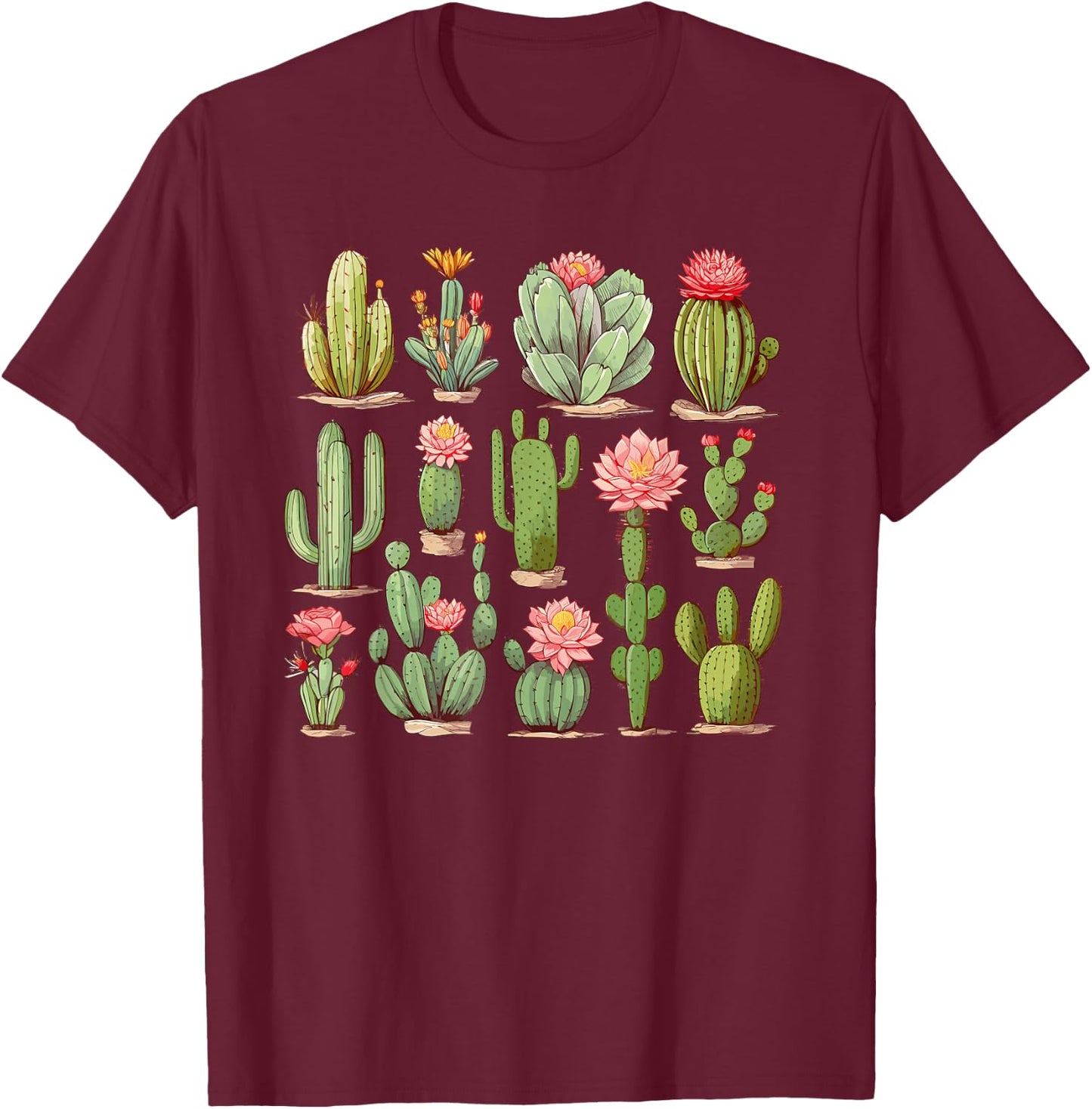 Cactus Lover Gardener Serape Cactus Women T-Shirt - T-Shirt | Maroon