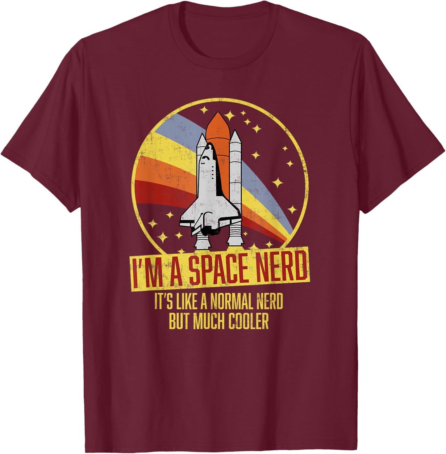 Vintage Space Shuttle - Science Fiction Geek - Space Nerd T-Shirt - T-Shirt | Maroon