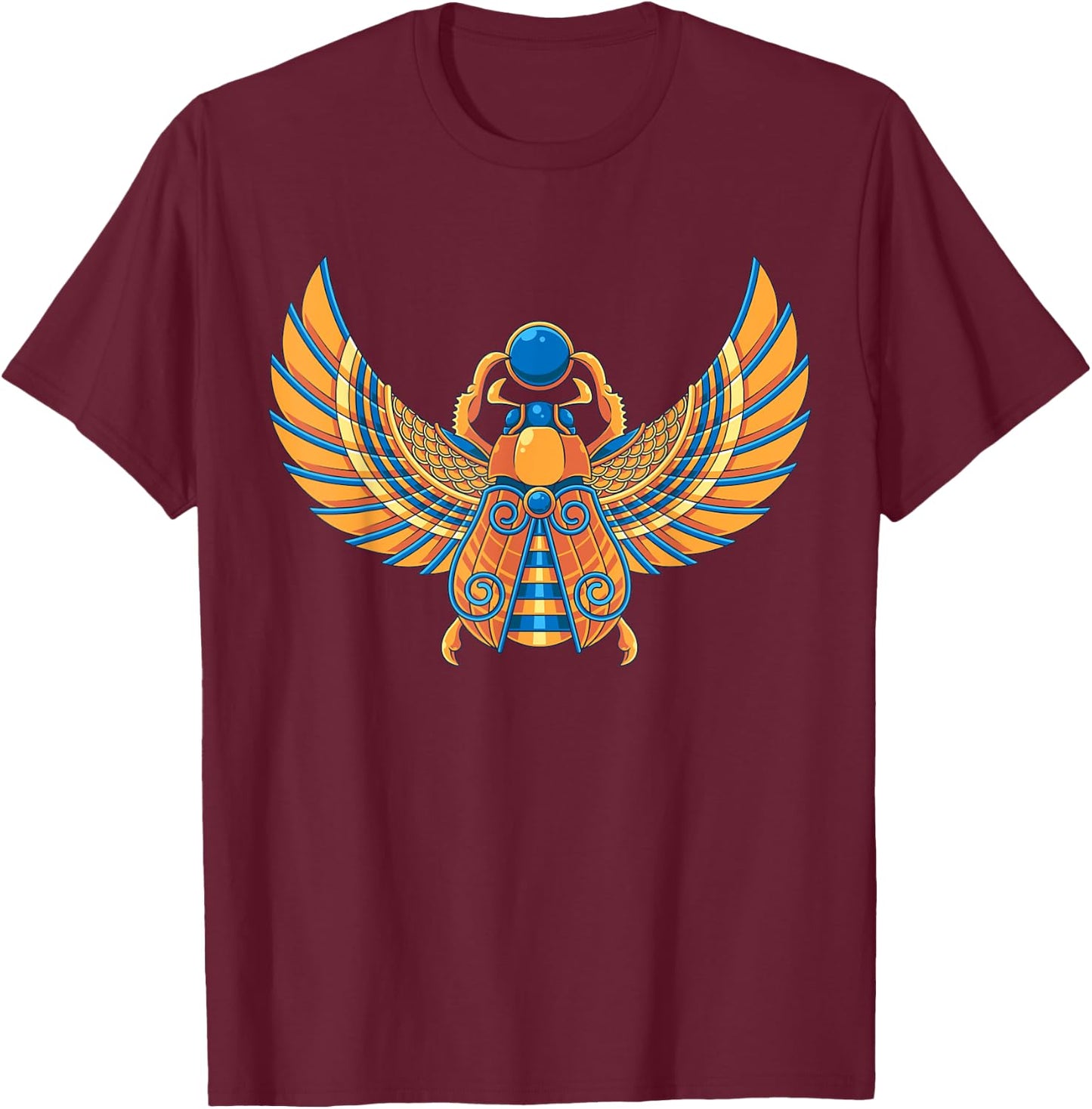 Egyptian Scarab Beetle Ankh Eye Of Horus Ancient Symbol T-Shirt - T-Shirt | Maroon