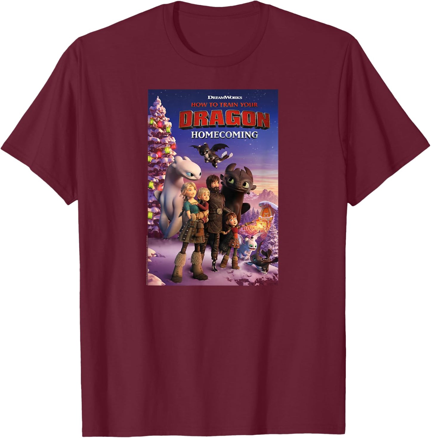 How to Train Your Dragon 3 Homecoming Poster T-Shirt - T-Shirt | Maroon