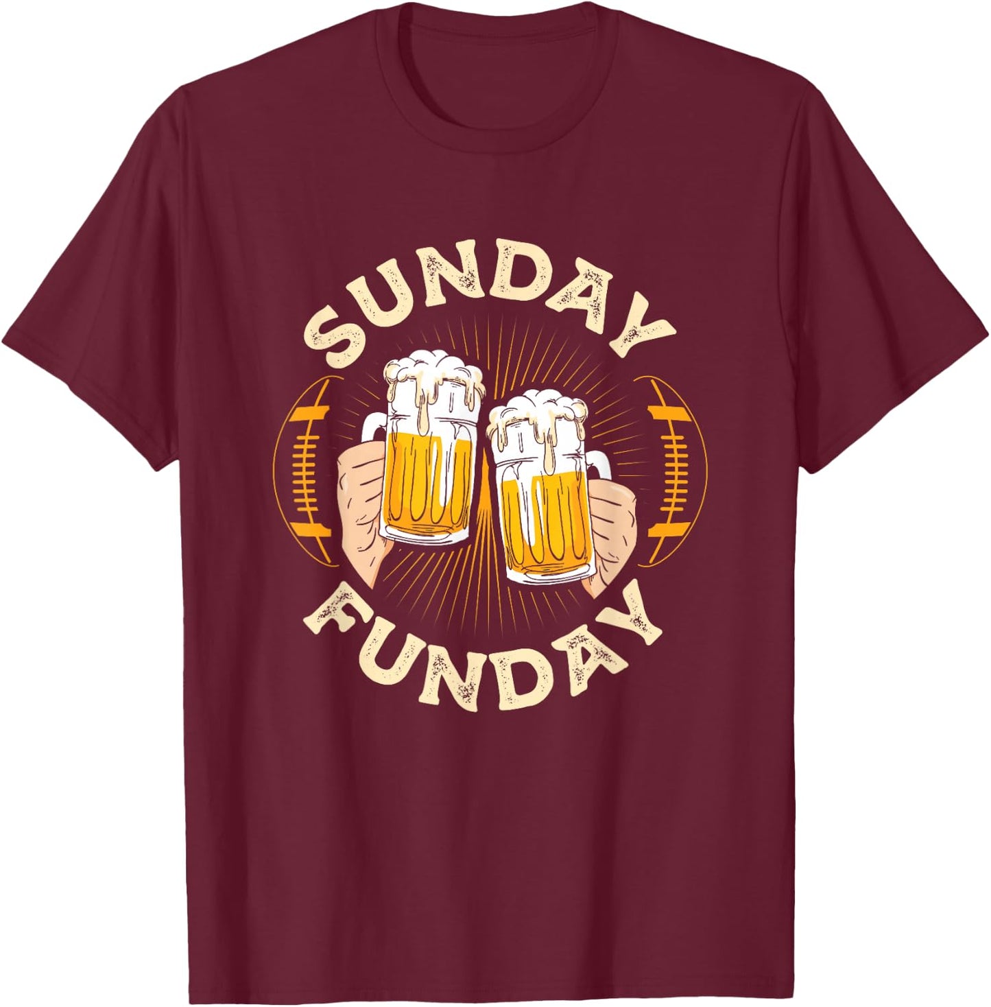 Sunday Funday Funny Football Gift Sport Lovers Football Beer T-Shirt - T-Shirt | Maroon