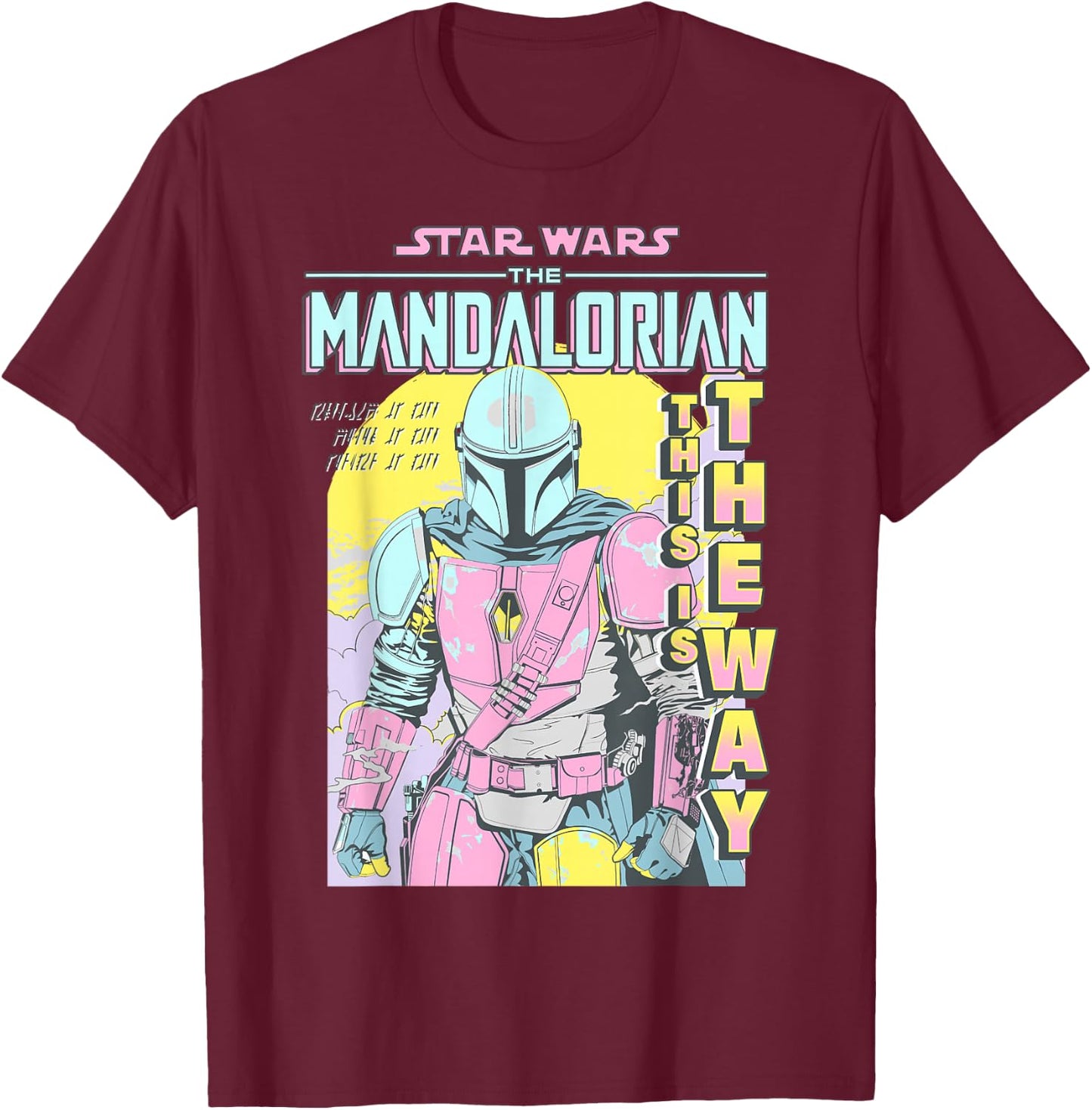 Star Wars: The Mandalorian This Is The Way Neon Comic T-Shirt - T-Shirt | Maroon