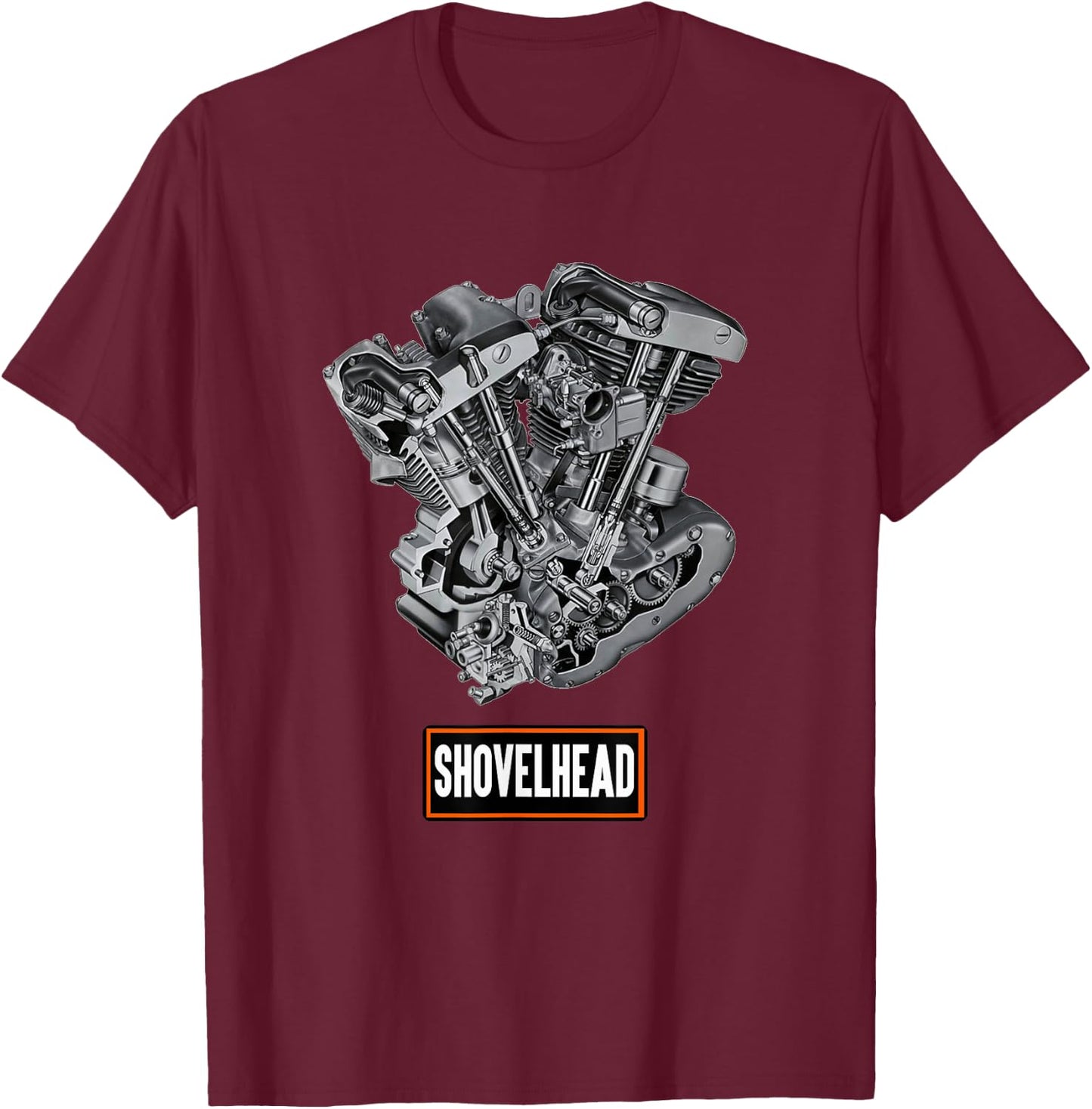 Vintage HD Motorcycle VTwin ShovelHead Engine Classic Biker T-Shirt - T-Shirt | Maroon