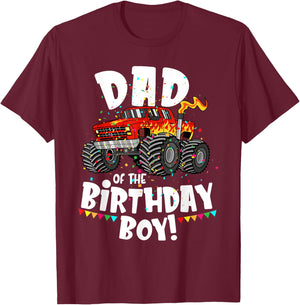 Funny Monster Truck Dad Of The Birthday Boy Gift T-Shirt - T-Shirt | Maroon