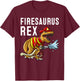 Funny Firemen Firefighter Gift Dino Boys Cool Firesaurus Rex T-Shirt - T-Shirt | Maroon