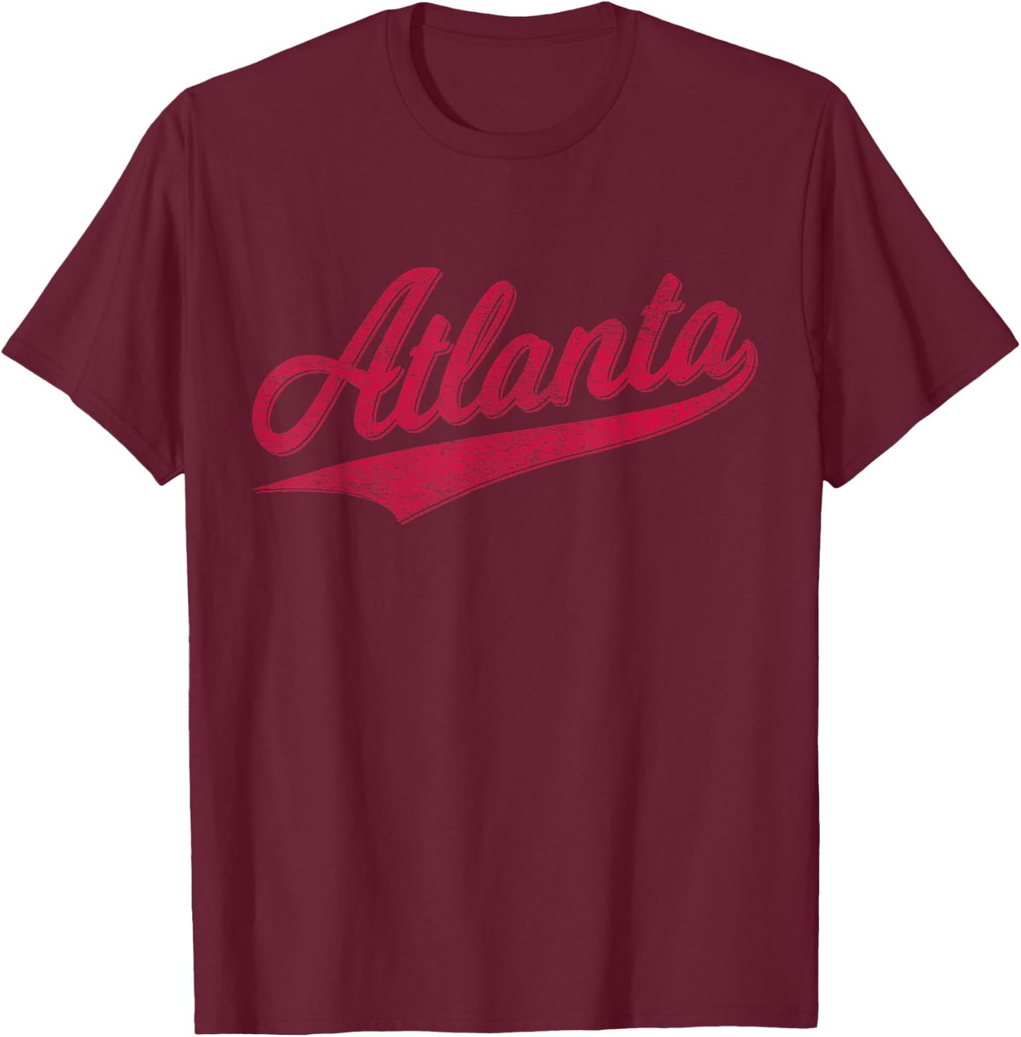 Atlanta Georgia Varsity Script Sports Jersey Vintage Style T-Shirt - T-Shirt | Maroon