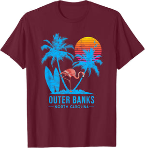 Outer banks Carolina vacation vintage sunset T-Shirt - T-Shirt | Maroon