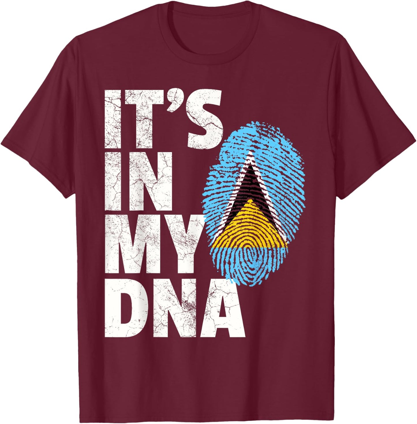 IT'S IN MY DNA St. Saint Lucia Flag Pride National Country T-Shirt - T-Shirt | Maroon
