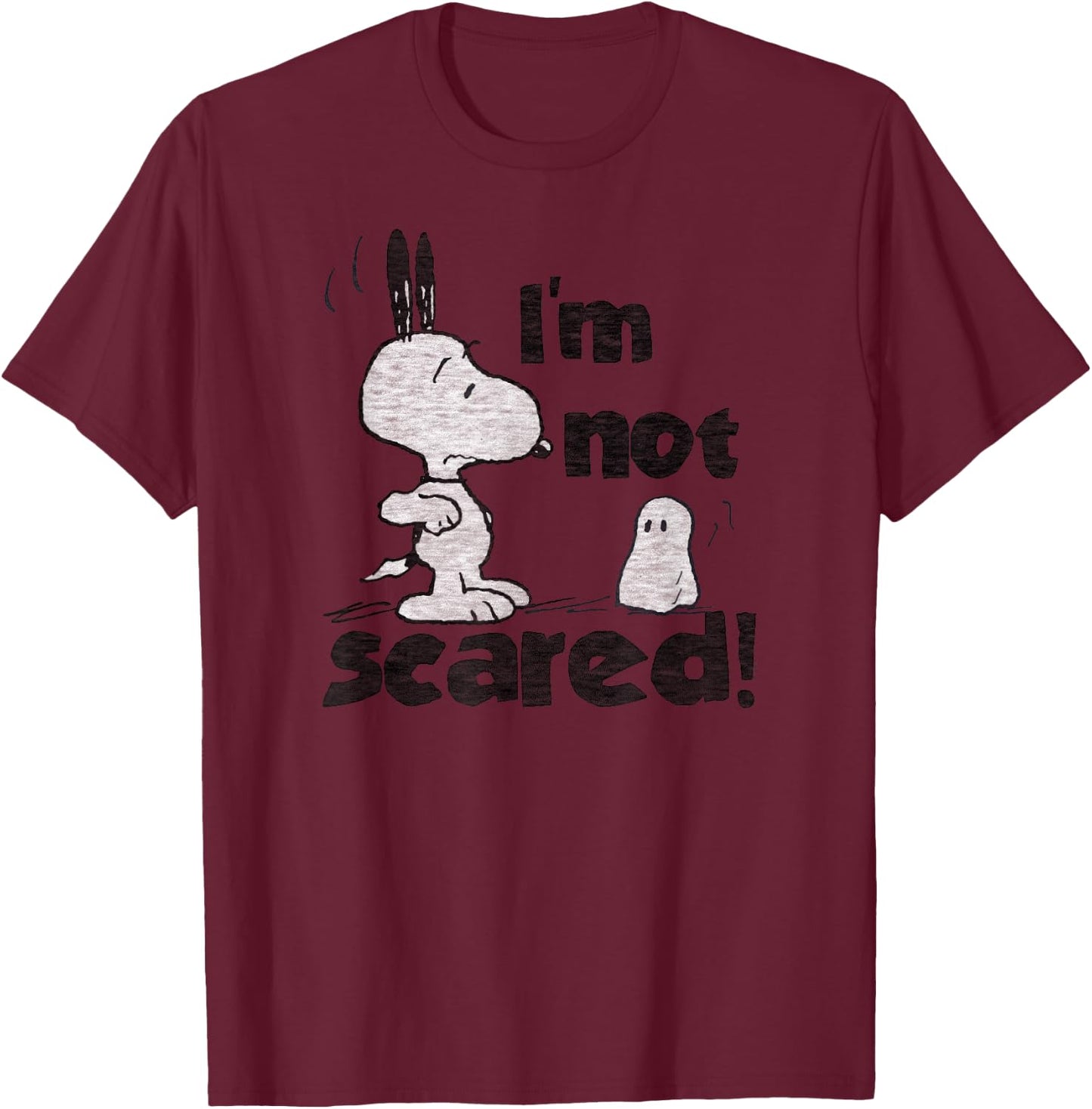 Peanuts Halloween Snoopy Not Scare T-Shirt - T-Shirt | Maroon