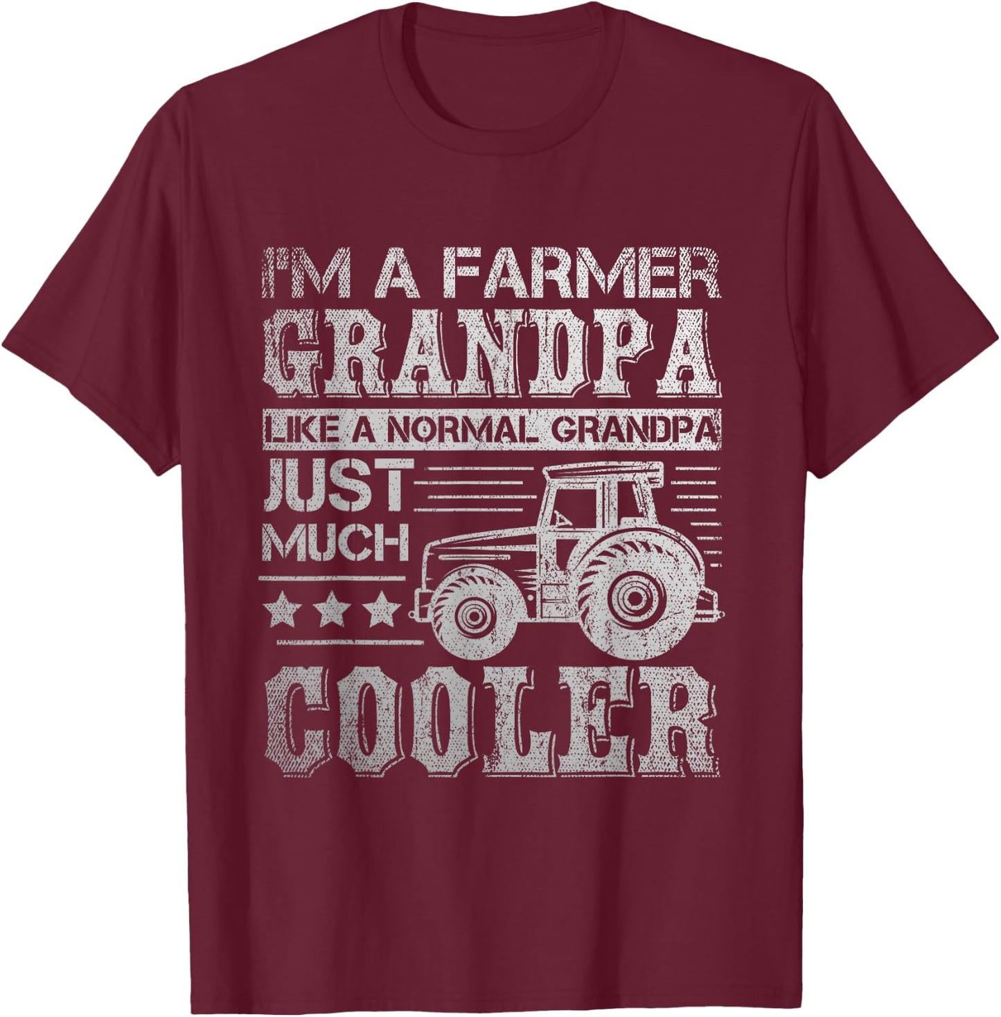 Fathers Day Gift Grandpa Tractor Farmer T-Shirt - T-Shirt | Maroon