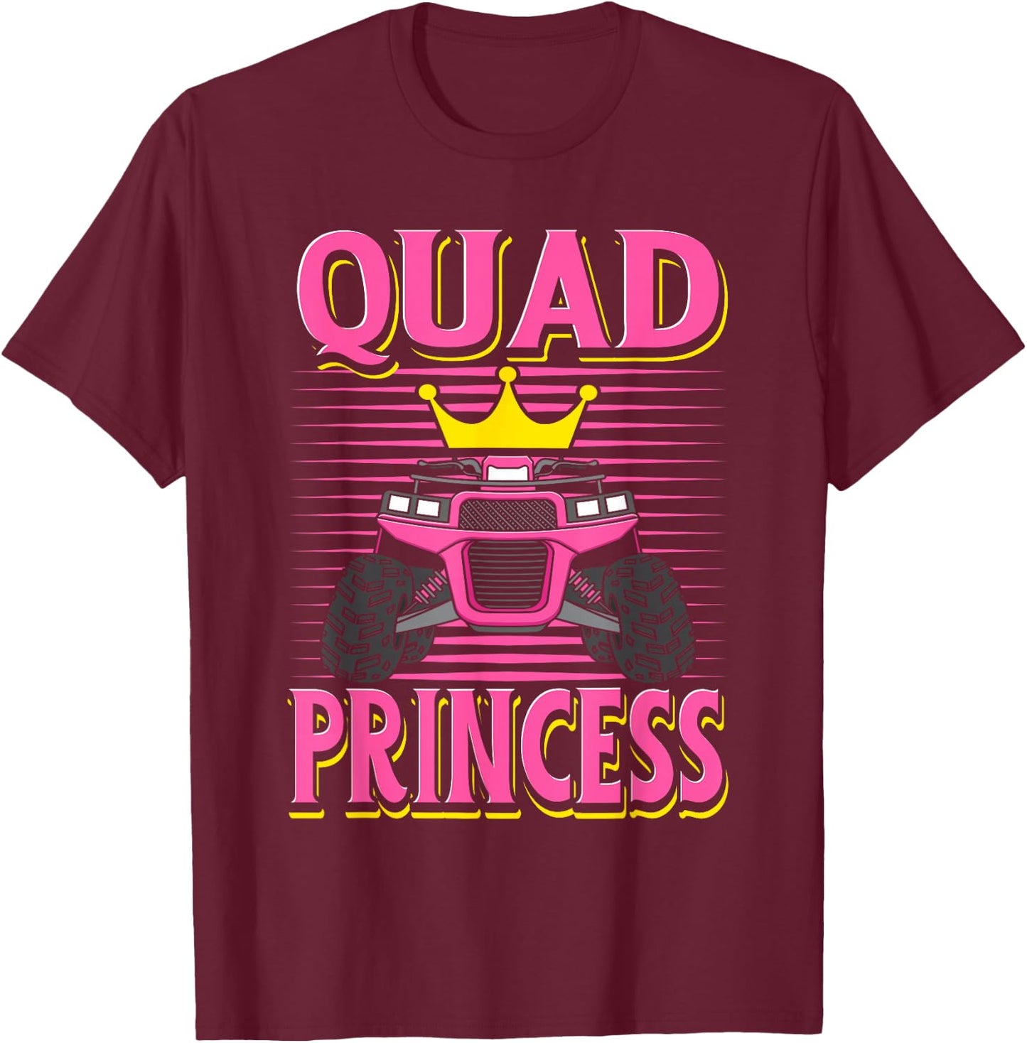Quad Princess ATV Riding Girls Muddy Four Wheeling Off Road T-Shirt - T-Shirt | Maroon