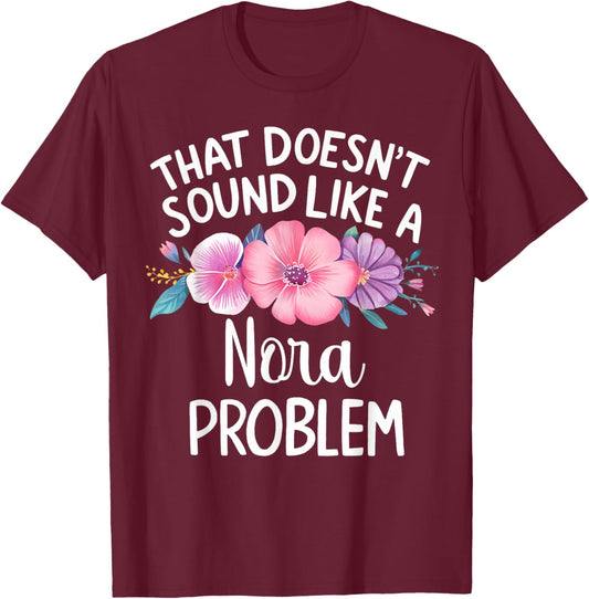 NORA Personalized Cute Flower Girls NORA Name T-Shirt - T-Shirt | Maroon