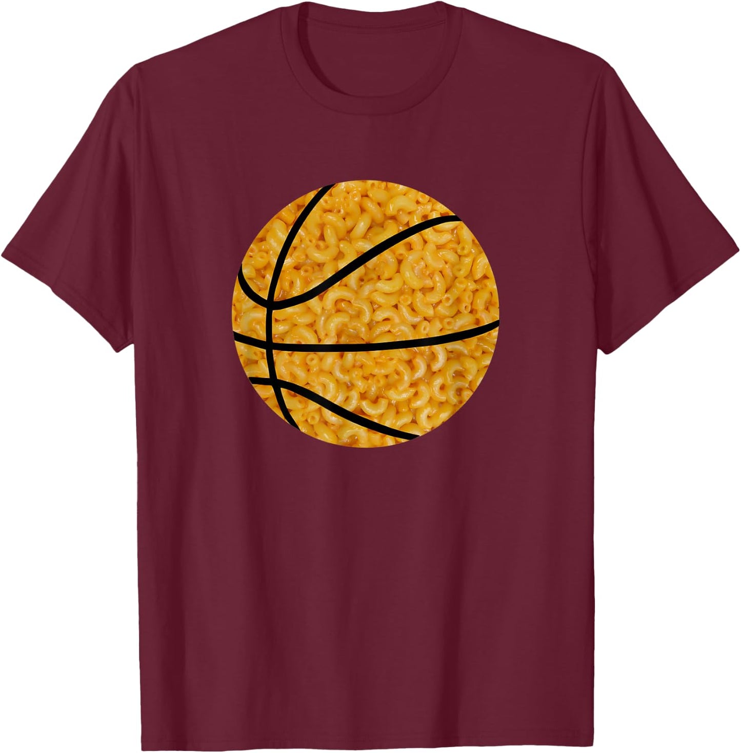 Mac and Cheese Basketball Lover Macaroni and Cheese Player T-Shirt - T-Shirt | Maroon