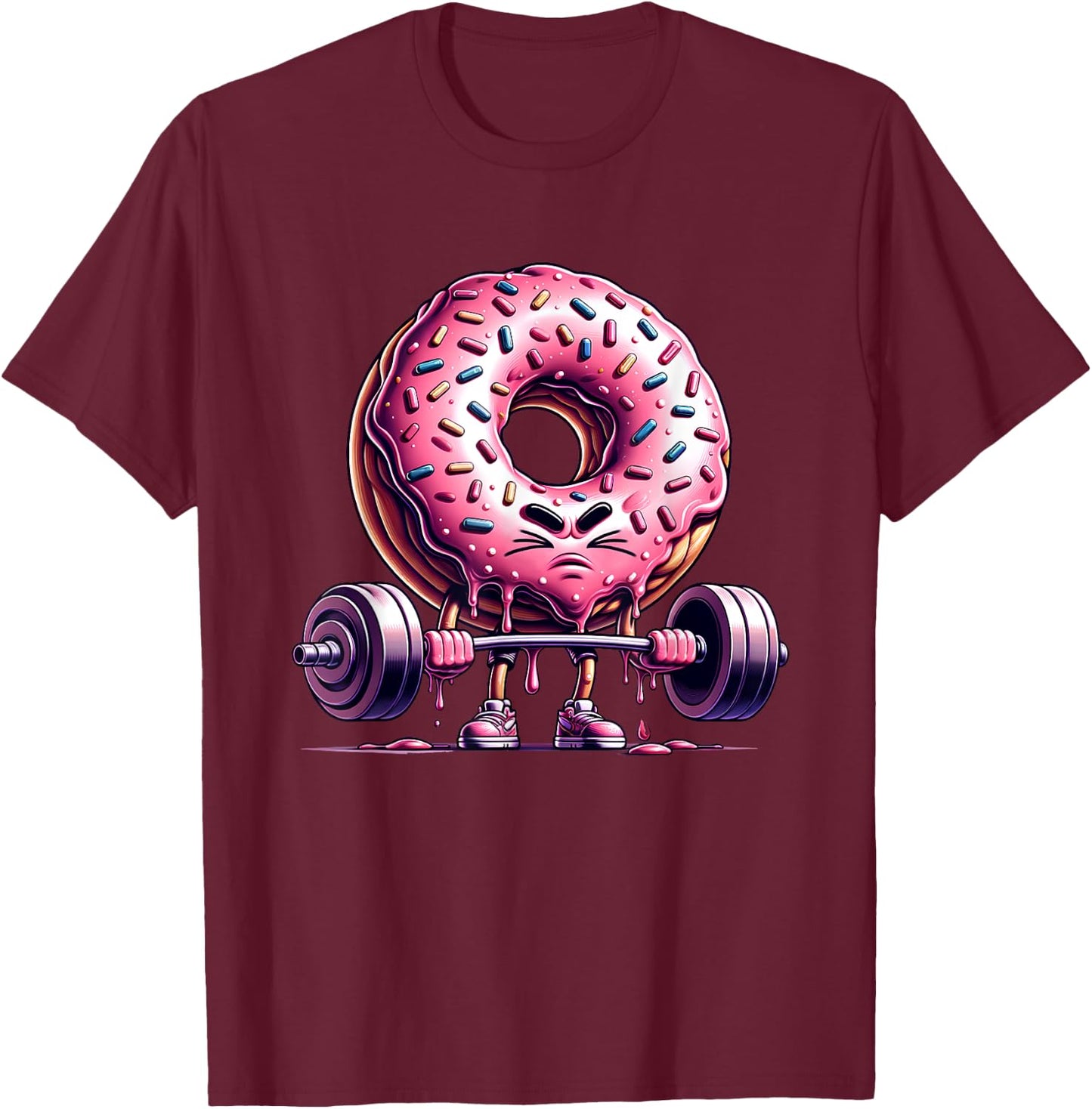 Donut Deadlift Weightlifing Funny Fitness Workout Gym Lover T-Shirt - T-Shirt | Maroon