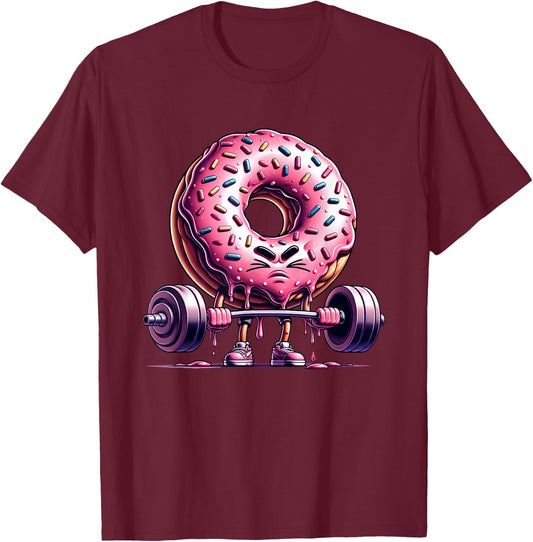 Donut Deadlift Weightlifing Funny Fitness Workout Gym Lover T-Shirt - T-Shirt | Maroon
