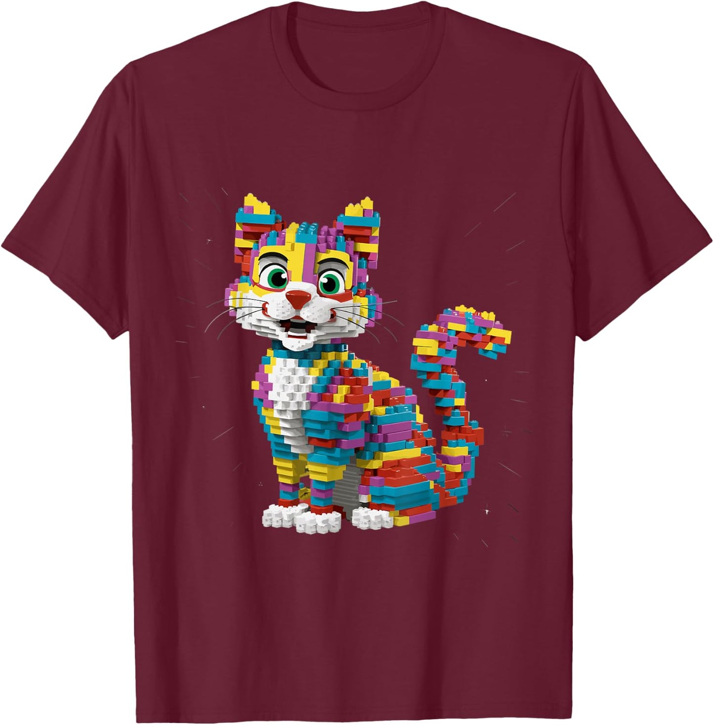 Master Builder Kids Building Blocks Cat Brick Builder T-Shirt - T-Shirt | Maroon