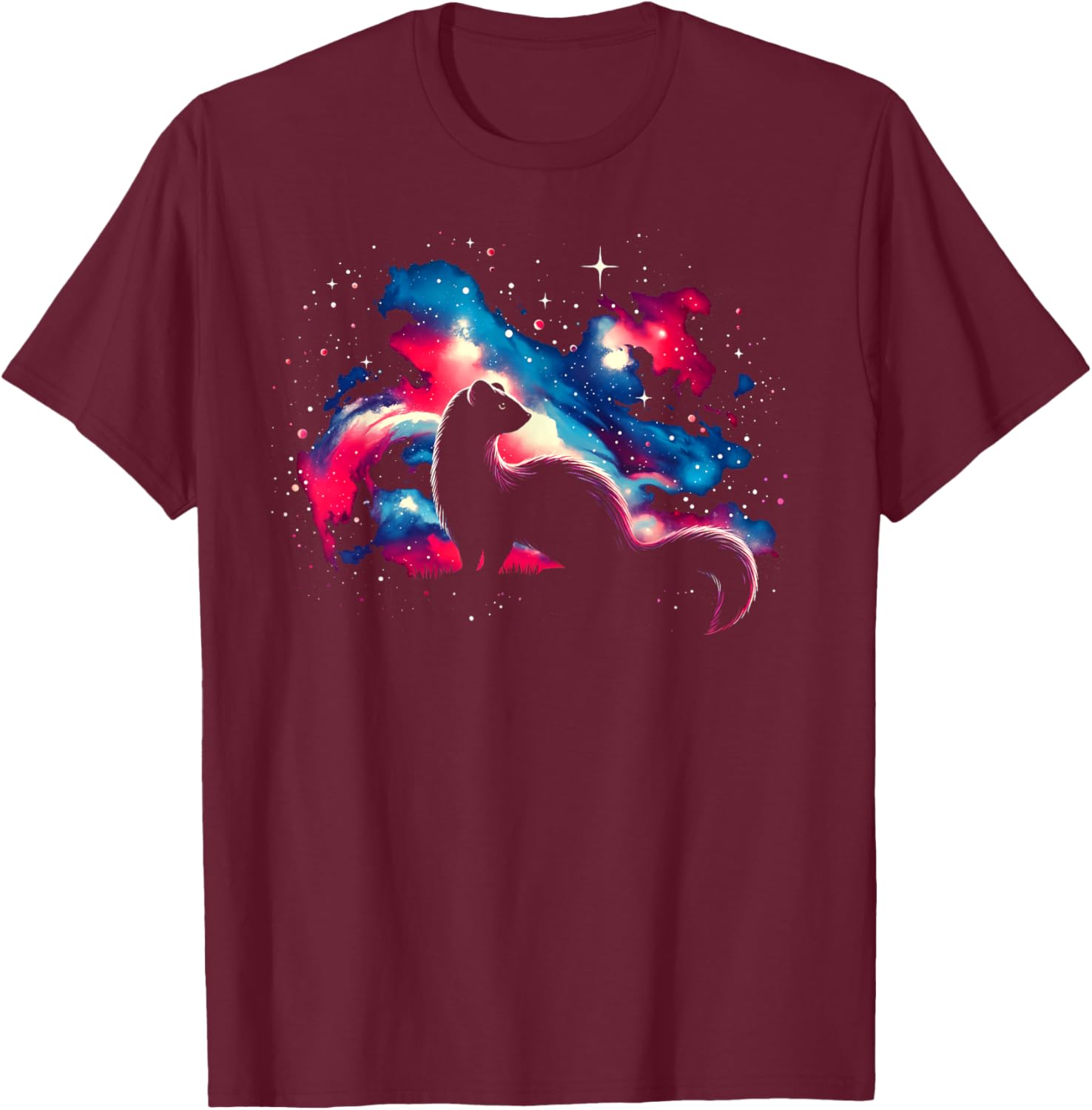 Cool Cosmic Weasel Galaxy Graphic Space Art T-Shirt - T-Shirt | Maroon