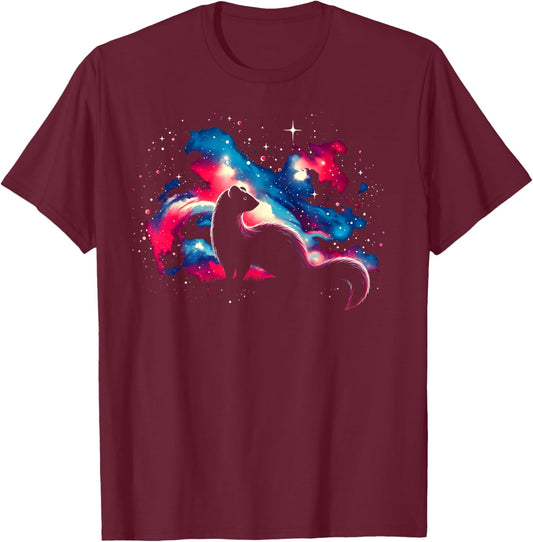 Cool Cosmic Weasel Galaxy Graphic Space Art T-Shirt - T-Shirt | Maroon