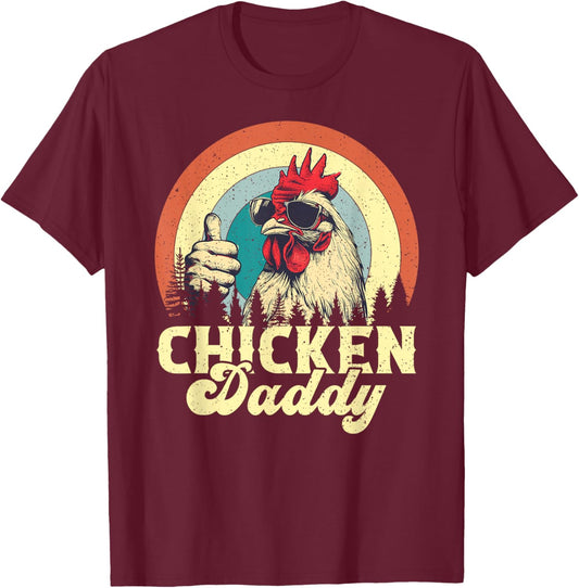 Chicken Daddy Vintage Poultry Farmer Funny Fathers Day T-Shirt - T-Shirt | Maroon