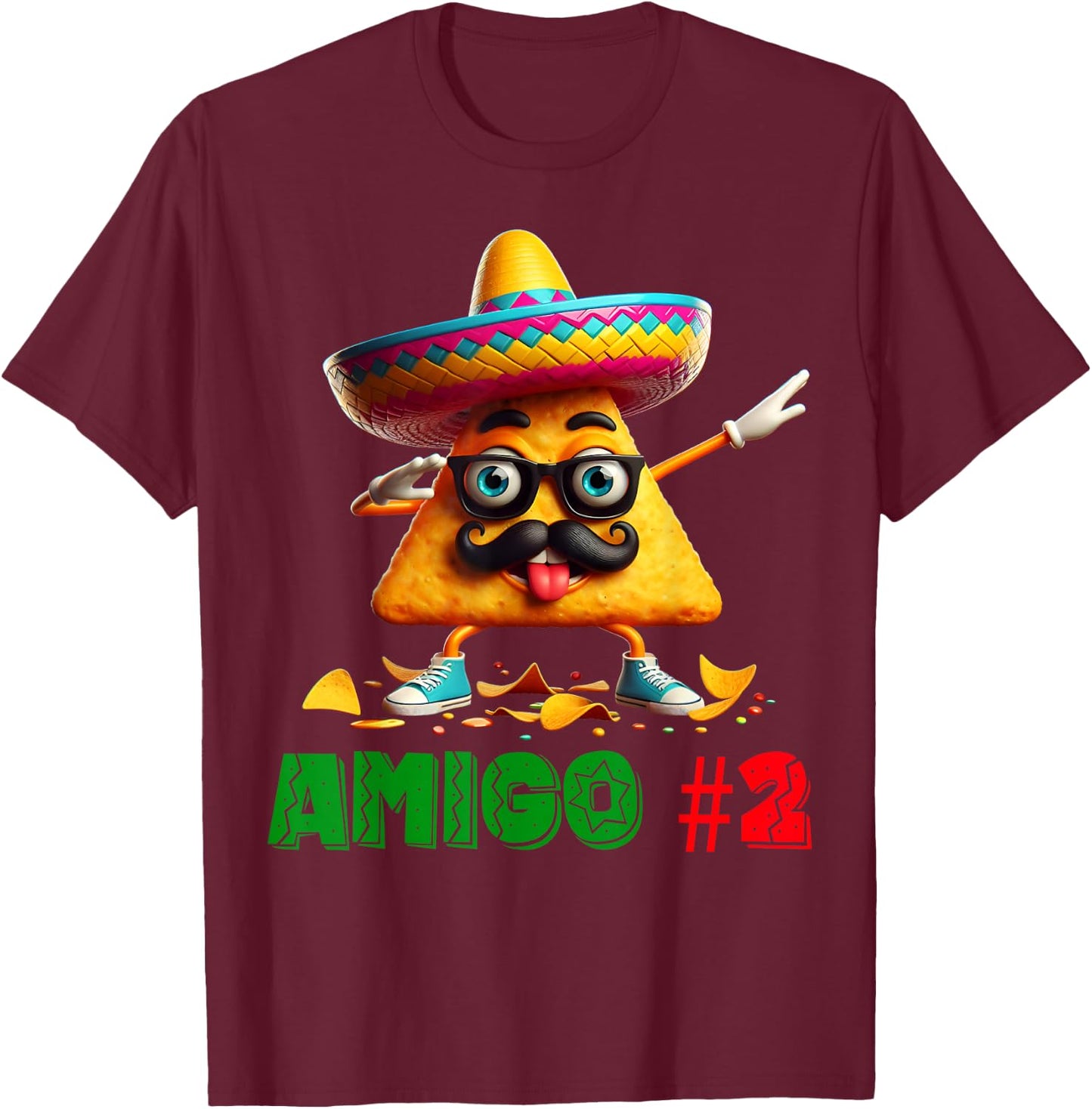 The 3 Three Amigos Cinco De Mayo Amigo #2 Group Matching T-Shirt - T-Shirt | Maroon