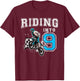 Riding Into 9 Years Old 9th Birthday Boy Dirt Bike Party T-Shirt - T-Shirt | Maroon