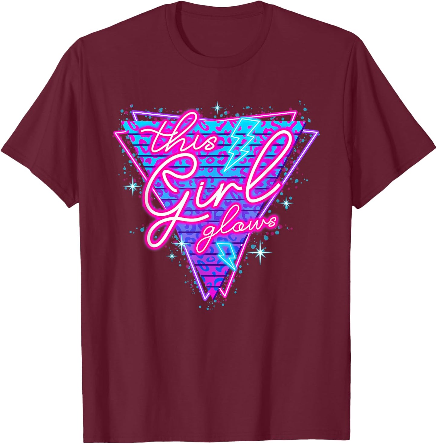 This Girl Glows for Kids Tie Dye Colors 80's and 90's T-Shirt - T-Shirt | Maroon