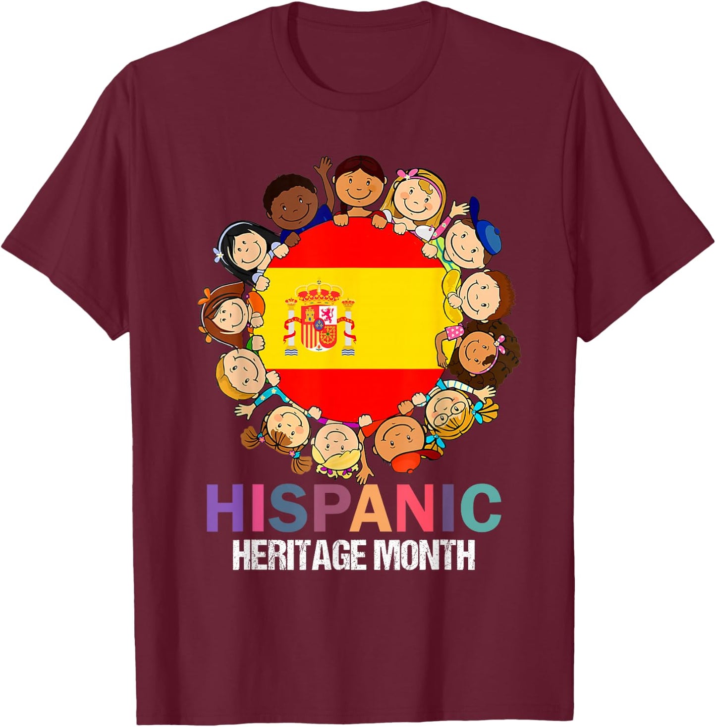 hsipanic heritage month, spain flag Boy Kids Girl T-Shirt - T-Shirt | Maroon