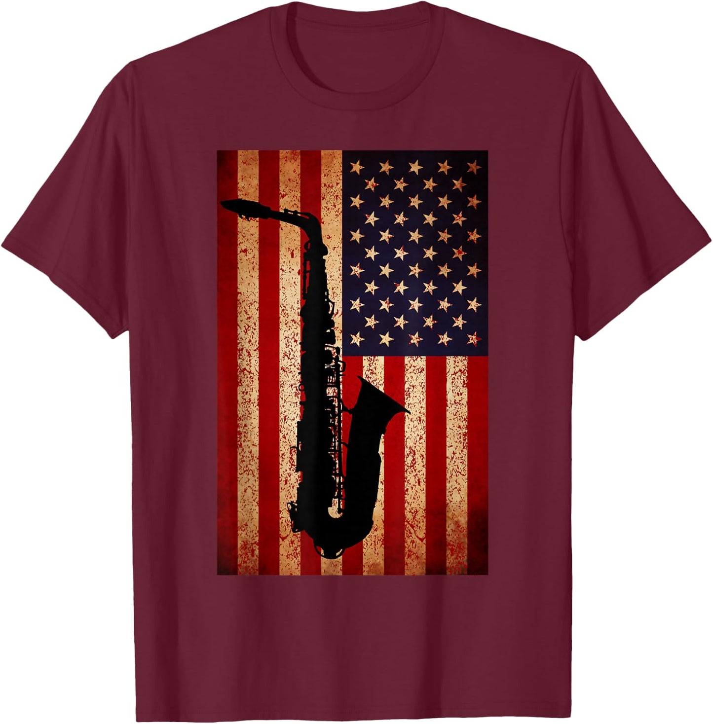 Vintage American Flag Saxophone Funny Sax Music Player Gifts Small T-Shirt - T-Shirt | Maroon