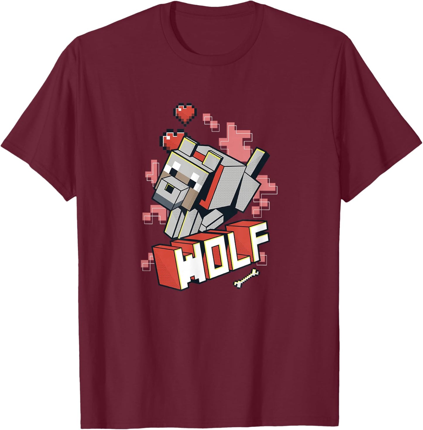 Minecraft Wolf Hero Love T-Shirt - T-Shirt | Maroon