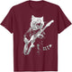Rock Cat Playing Guitar Funny Guitar Cat Design T-Shirt - T-Shirt | Maroon