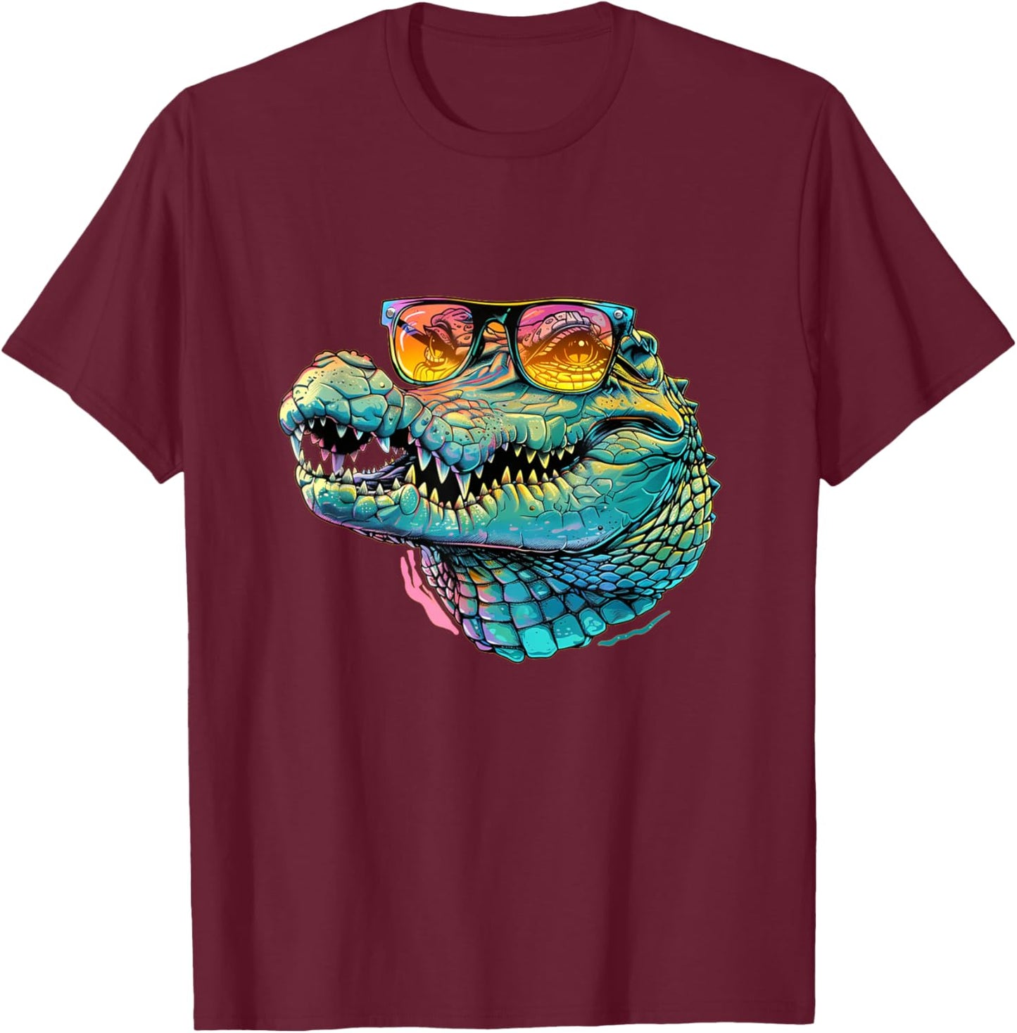 Nice Crocodile Costume with Sunglasses for Boys and Girls T-Shirt - T-Shirt | Maroon